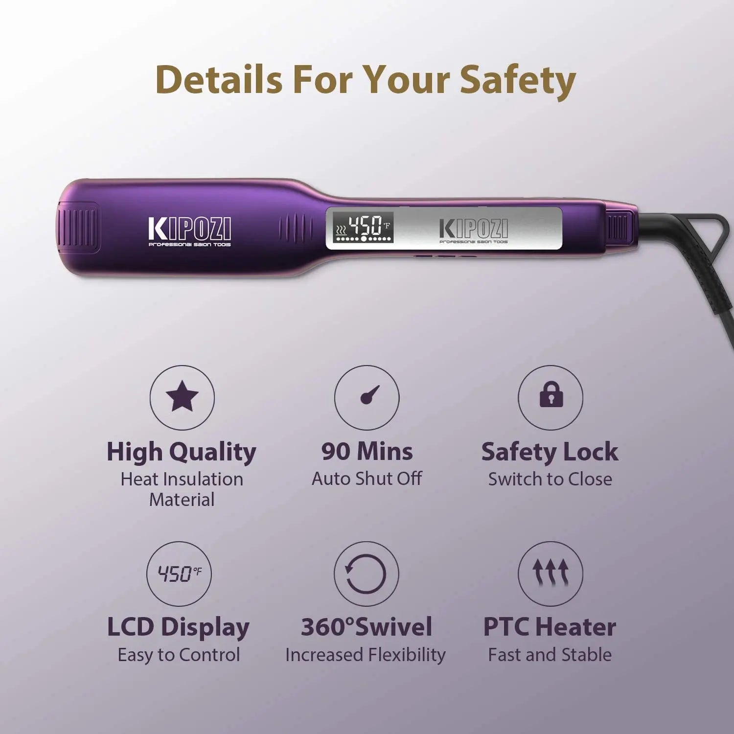 Professional Titanium Hair Straightener with Digital Display - 13