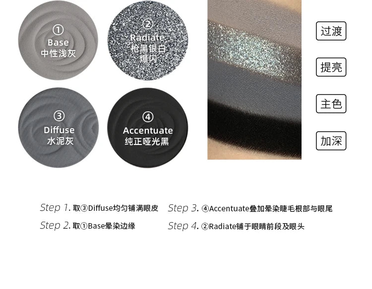 4-Color Shimmer Glitter Eyeshadow Palette - 28