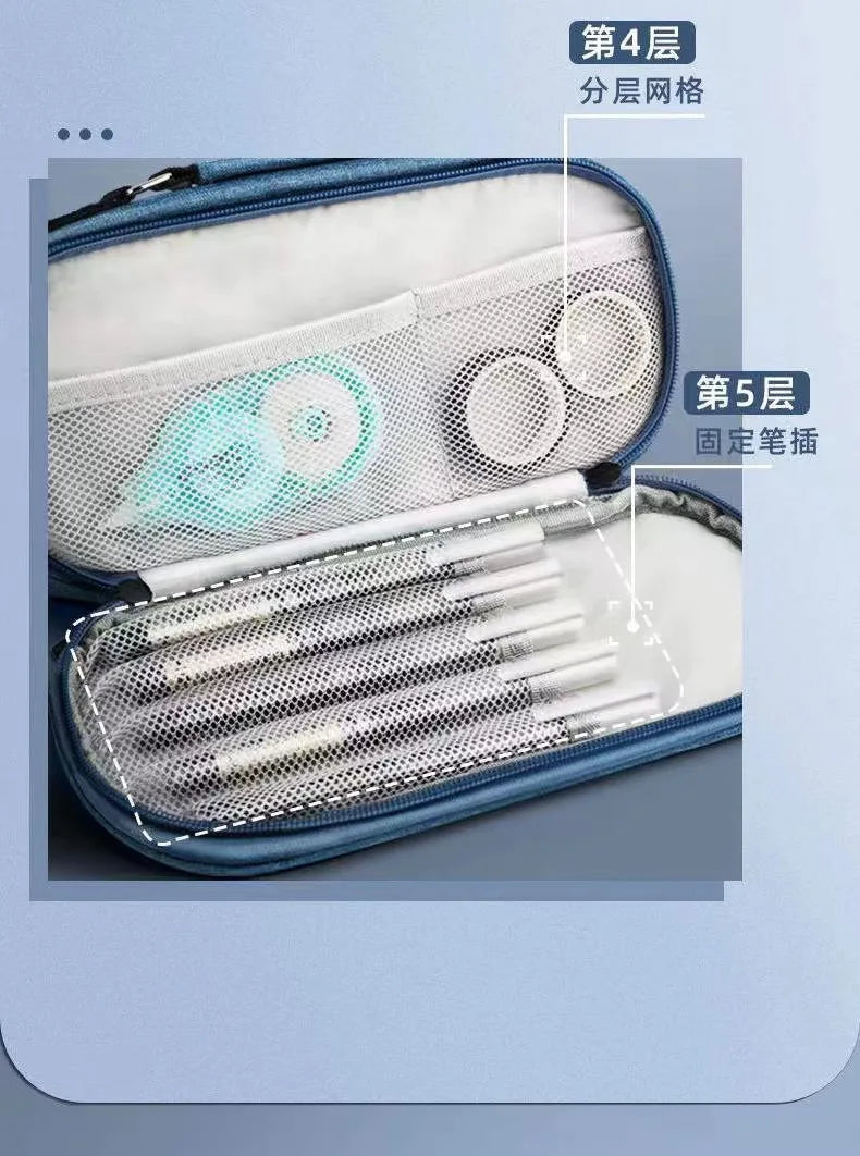 Large Capacity Triple-Layer Stationery and Organizer Pouch - 12