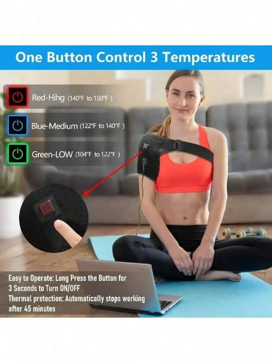 USB Heated Shoulder Massage Brace for Pain Relief - 2