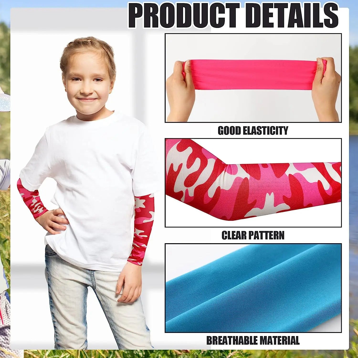 Kids UV Sun Protection Cooling Arm Sleeves - 3