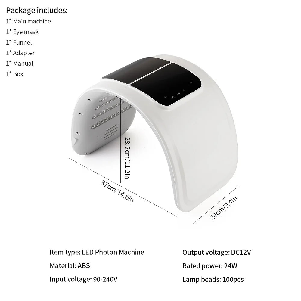 7-Color LED Photon Light Therapy Facial Rejuvenation Machine - 8
