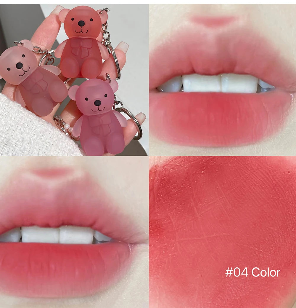 Cute Bear Velvet Matte Lip Mud Keychain - 16