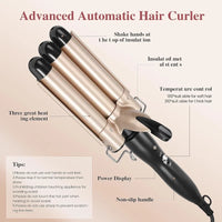3-Barrel Professional Hair Waver for Beachy Waves