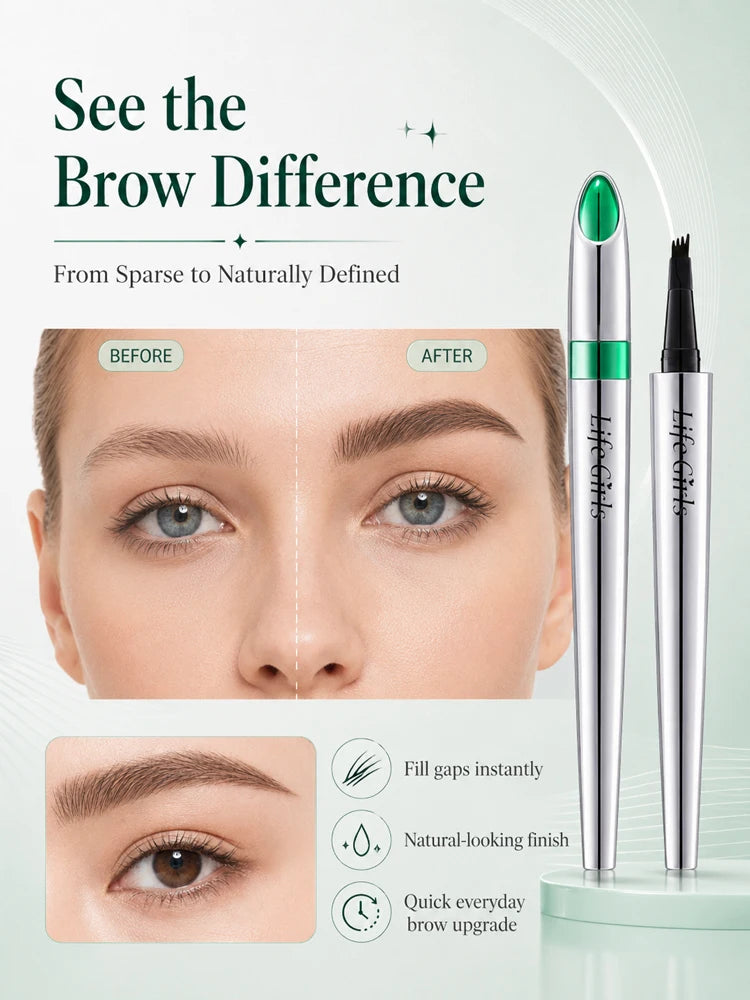 4-Fork Waterproof Eyebrow Pen for Natural Hair-Like Strokes - 9