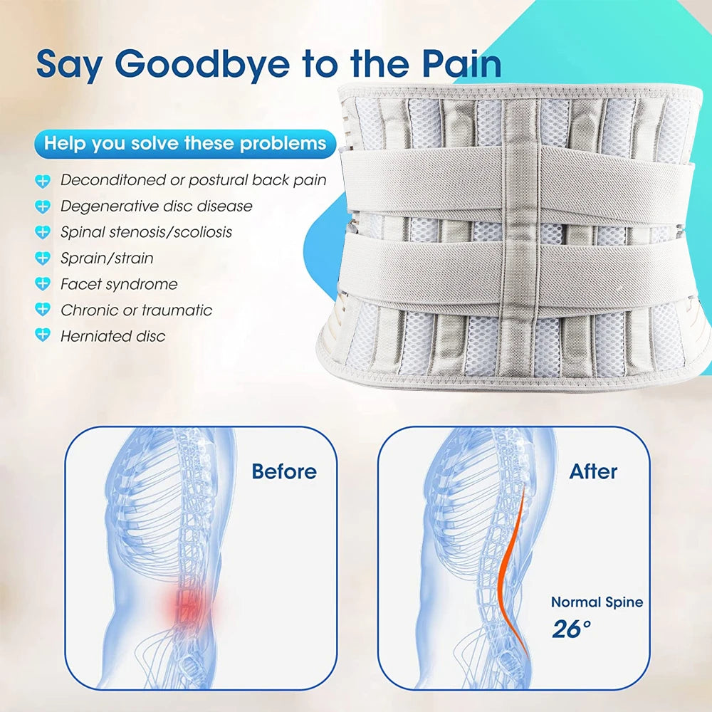 Adjustable Lumbar Support Brace for Lower Back Pain Relief - 14