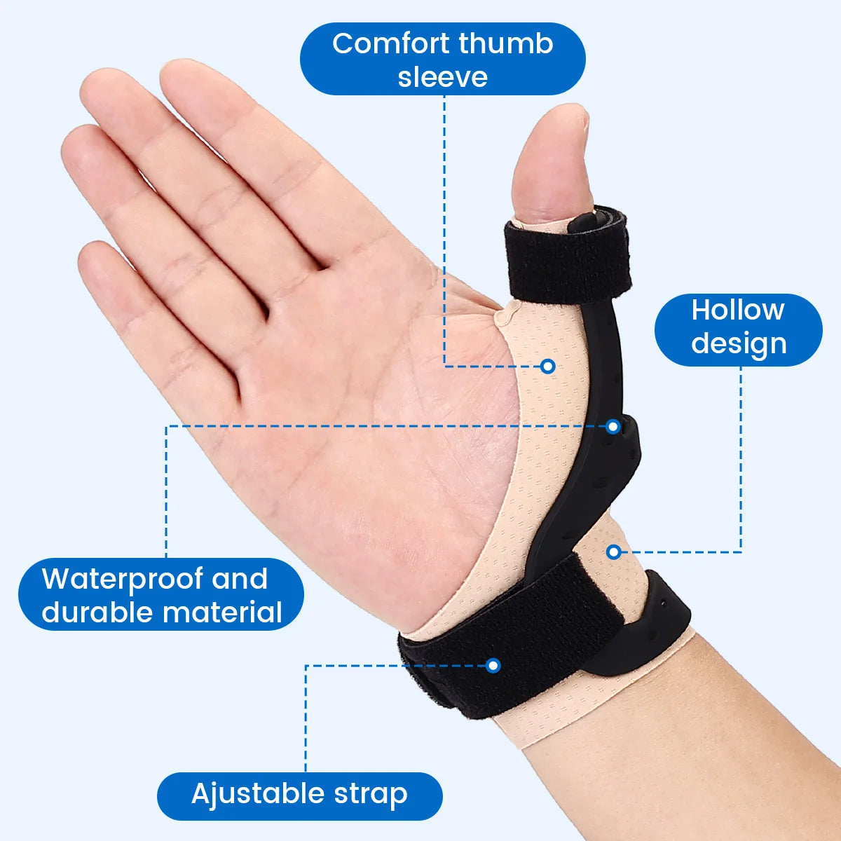 Adjustable Waterproof Silicone Thumb Splint for Pain Relief - 9