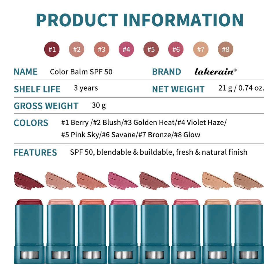 SPF 50 Hydrating Tinted Blush Balm Stick - 17