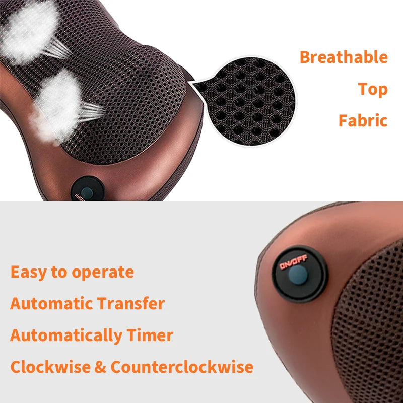 Electric Shiatsu Neck and Back Massage Pillow with Heat - 4