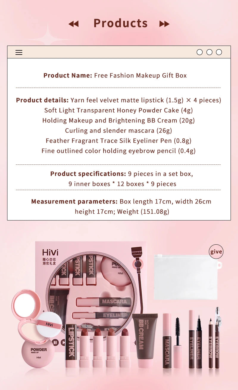 9-Piece Professional Full Face Makeup Gift Set - 13