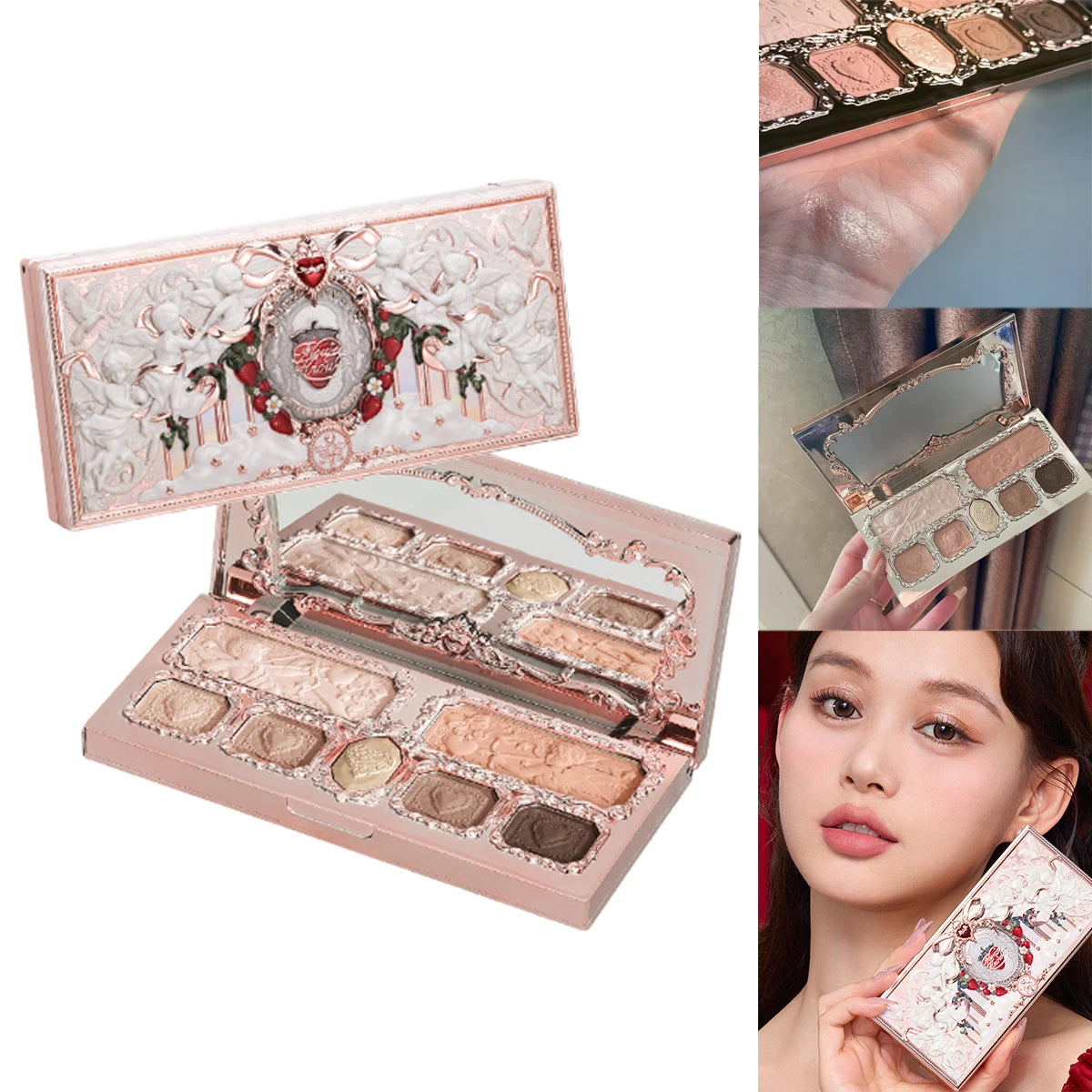 7-Color Strawberry Cupid Eyeshadow and Highlighter Palette - 8