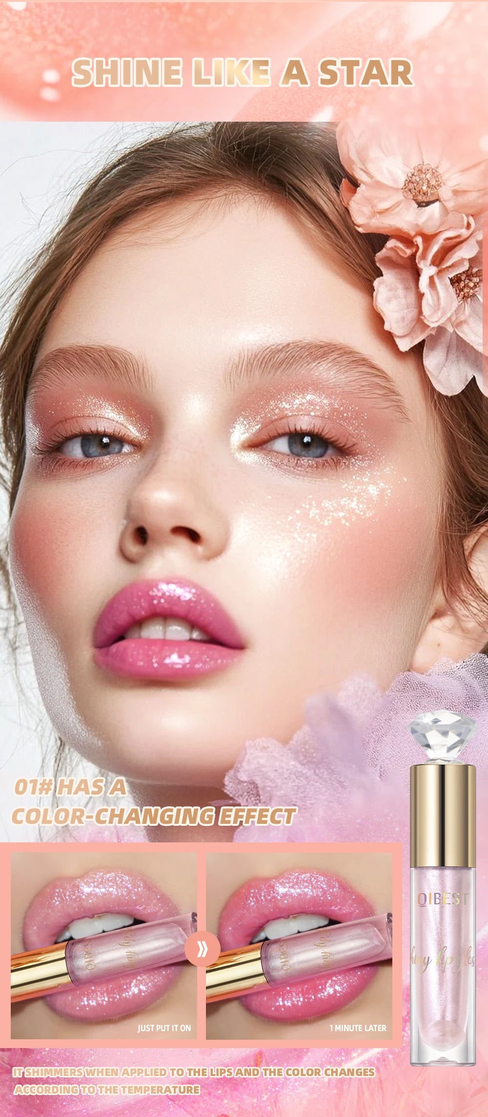 Diamond Shimmer Glitter Lip Gloss - 12