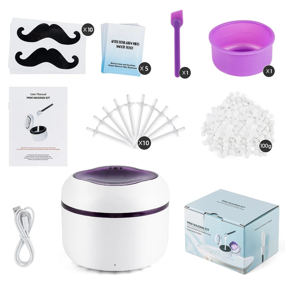 Portable Mini Wax Heater Kit for Painless Hair Removal - 28