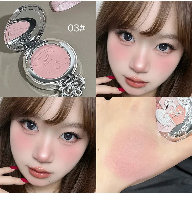 Long-Lasting Matte Pink Powder Blush for Natural Glow - 27
