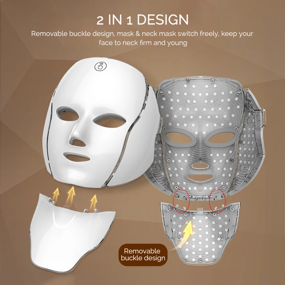 7-Color Wireless LED Photon Facial and Neck Mask - 11
