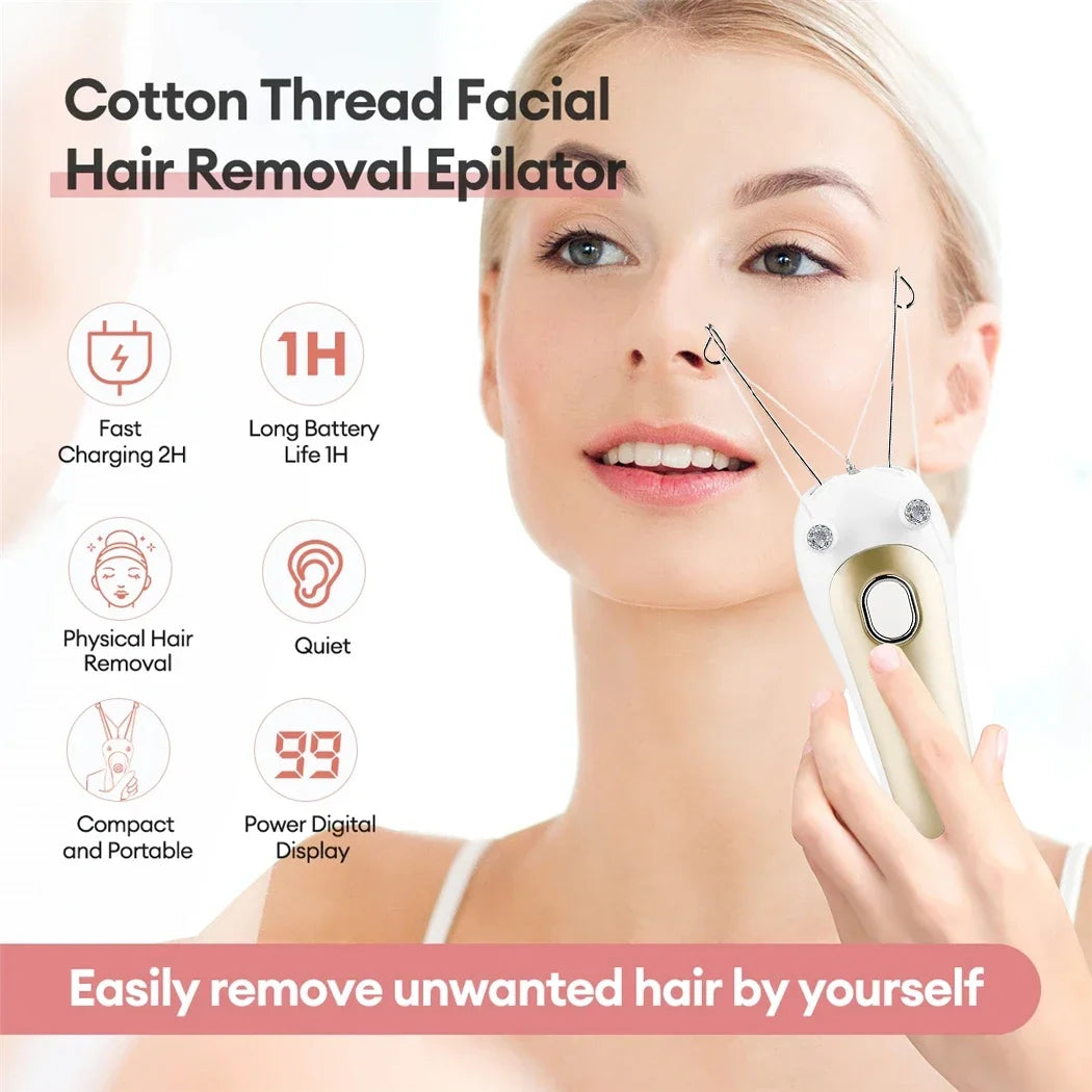 Electric Cotton Thread Hair Remover for Face and Body - 3