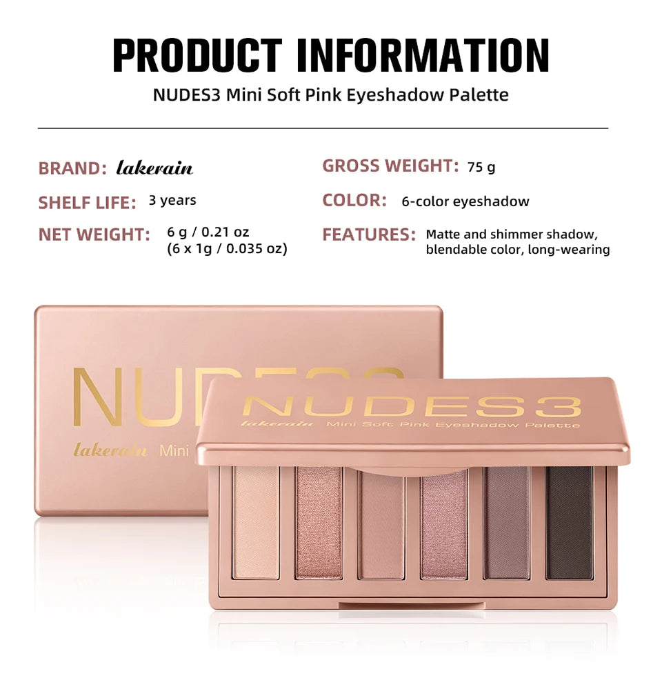 6-Color Rosy Neutral Eyeshadow Palette - 16
