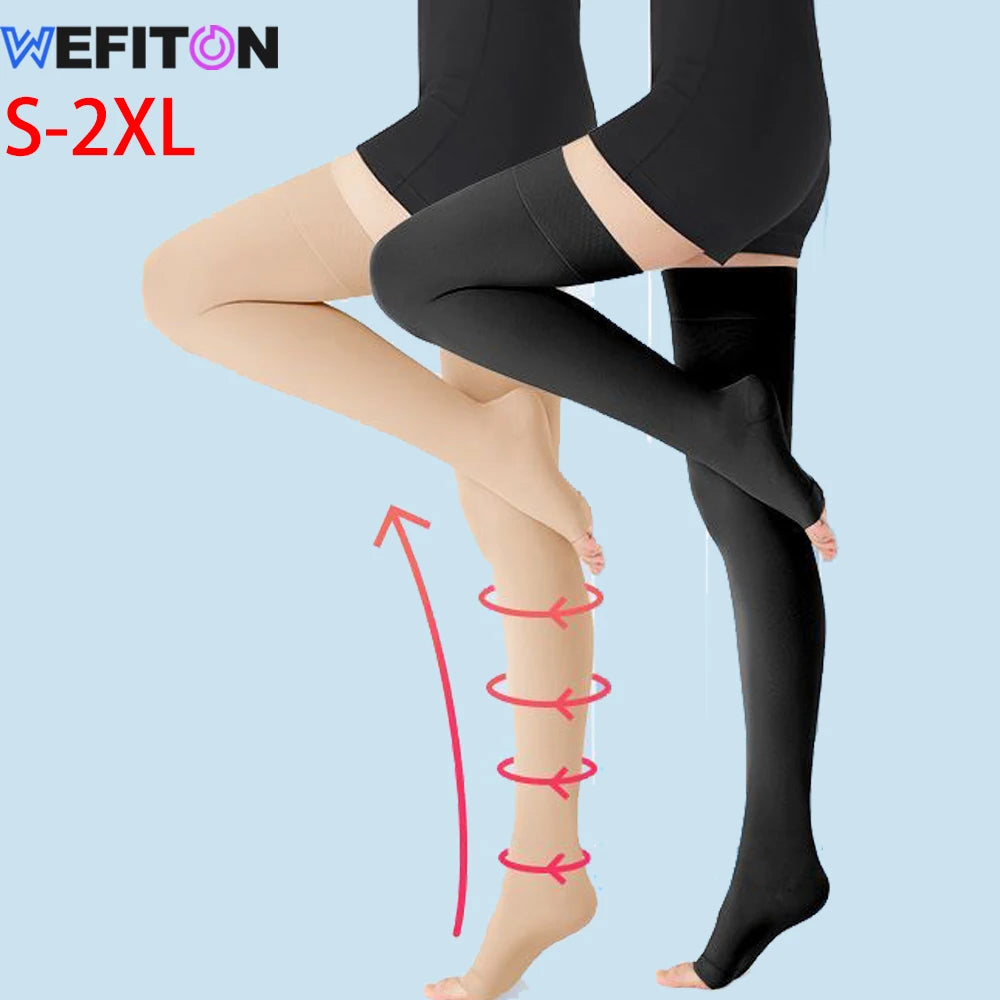 Thigh-High Footless Compression Sleeves for Leg Pain Relief