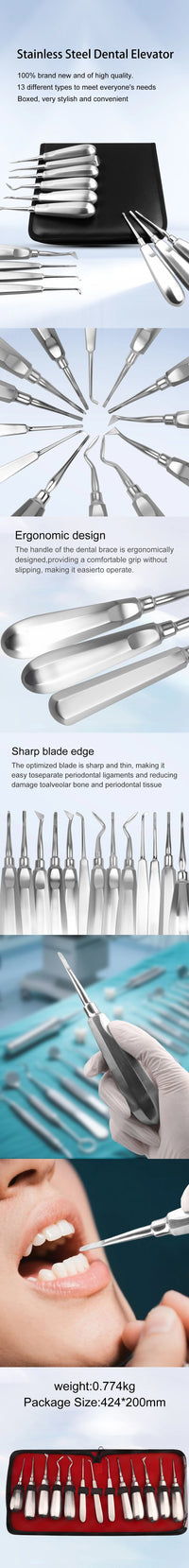 Professional 13-Piece Dental Extraction and Elevator Kit