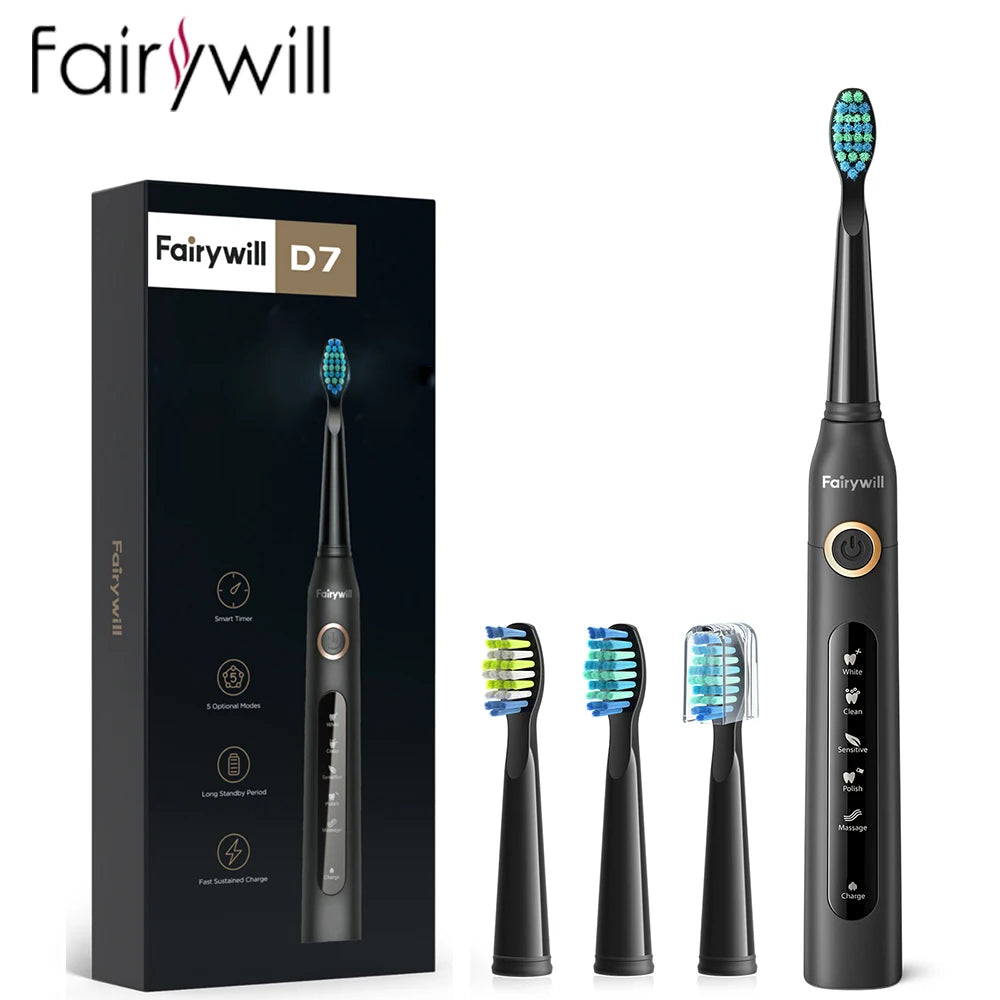 Sonic Rechargeable Electric Toothbrush with 4 Replacement Heads - 21