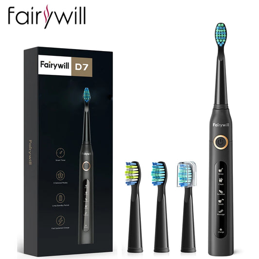 Sonic Rechargeable Electric Toothbrush with 4 Replacement Heads