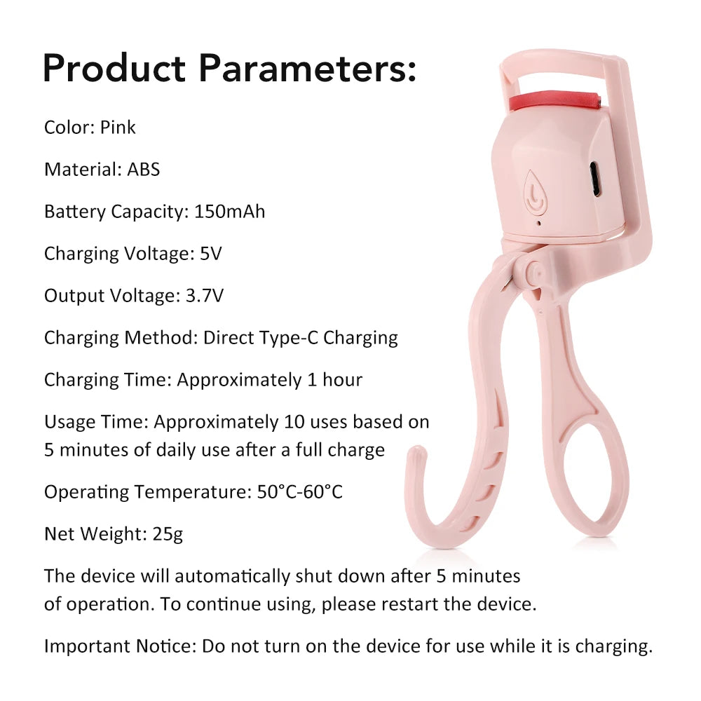 Heated Electric Eyelash Curler for Long-Lasting Natural Curls - 8