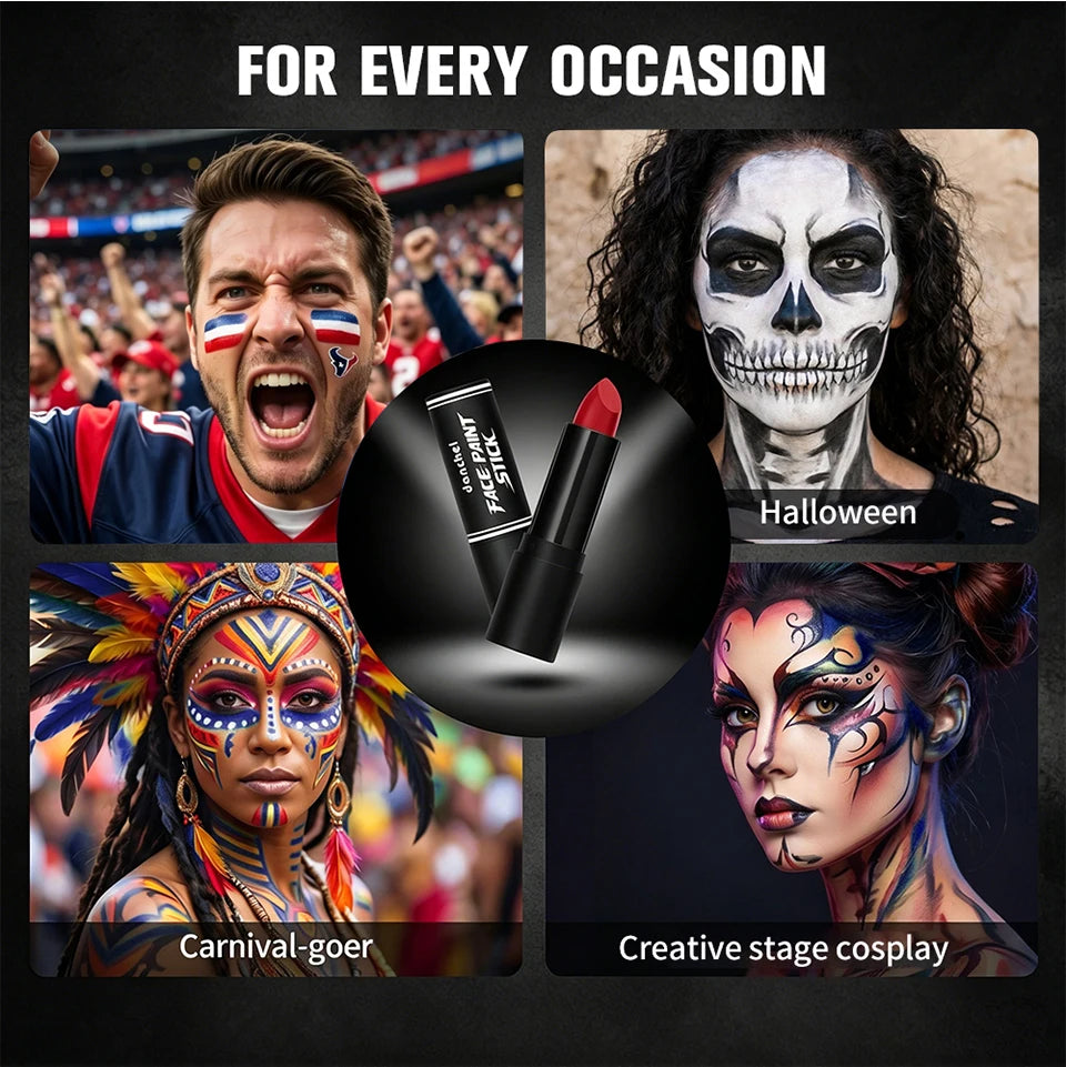 Waterproof Face Paint and Lip Balm Kit for Game Day - 12