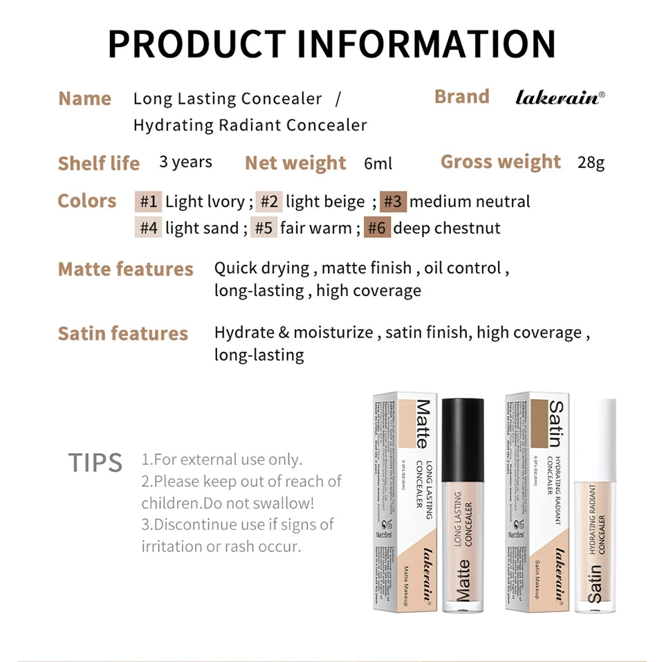 Full Coverage Matte Liquid Concealer for Face - 15