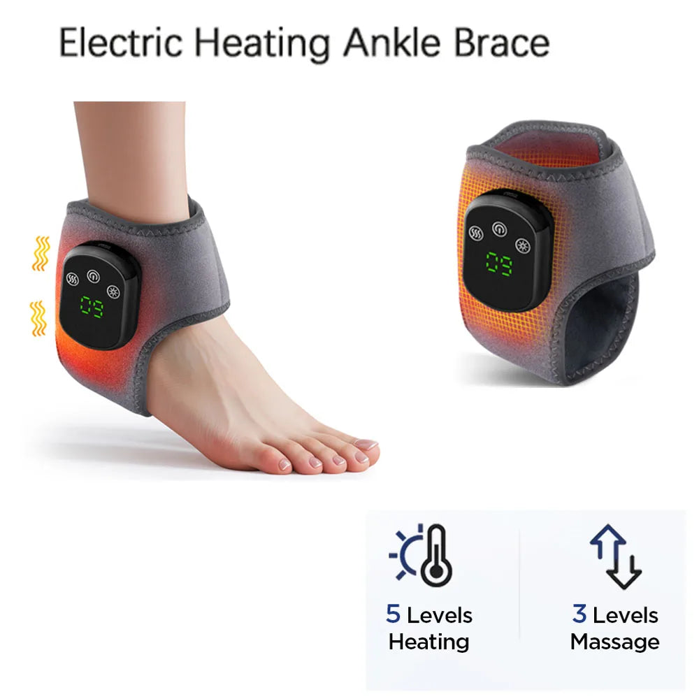 Electric Heated Ankle Brace Massager with Vibration Therapy - 38