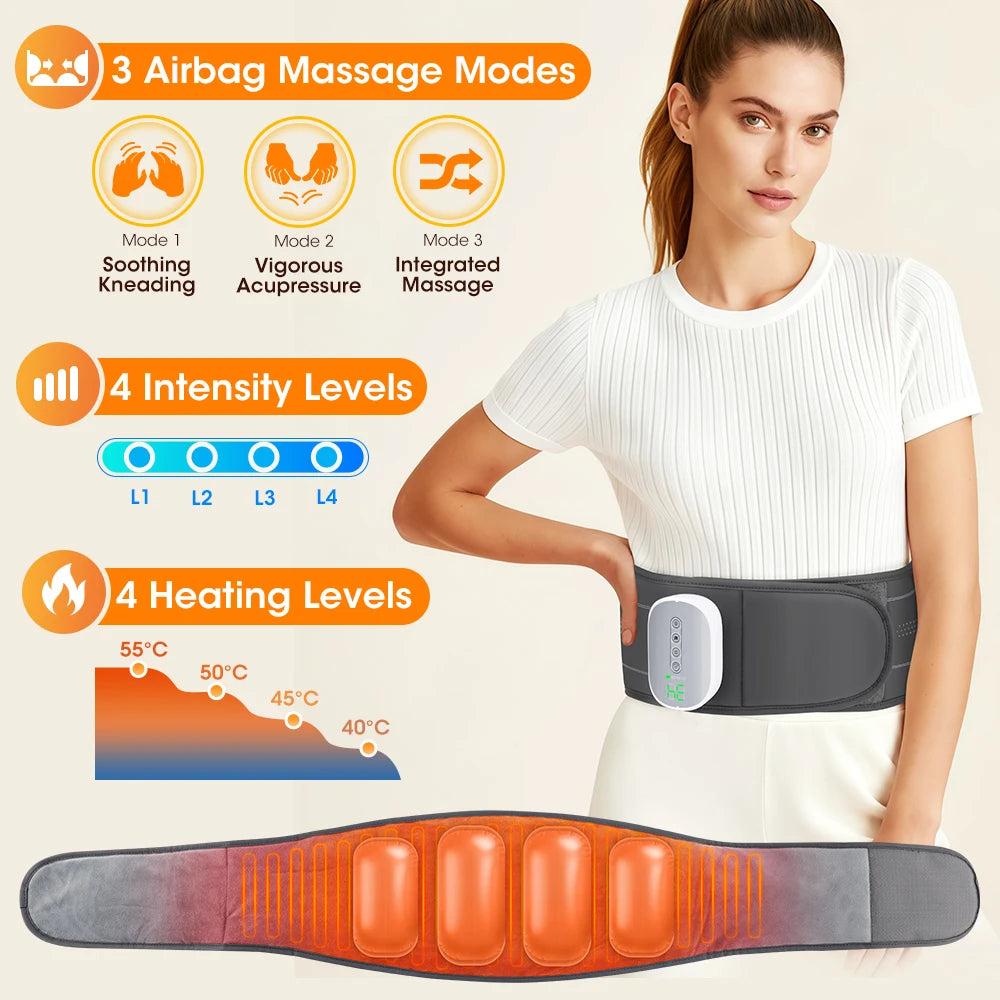 Cordless Lower Back Massager with Airbag Compression & Heat - 10