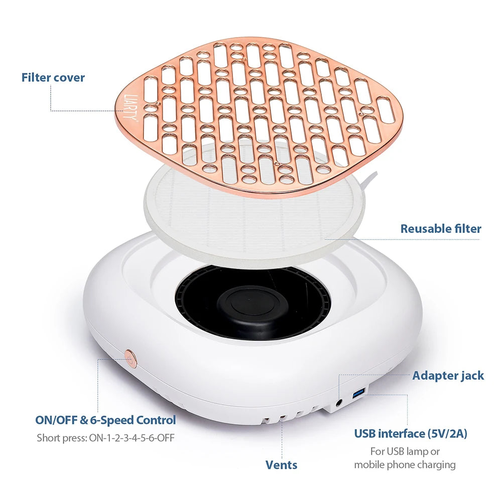 Professional 130W Turbo Nail Dust Extractor with Adjustable Tube - 16