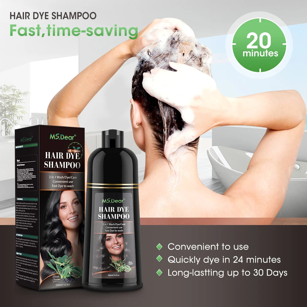 Instant Gray Coverage Herbal Hair Dye Shampoo - 5