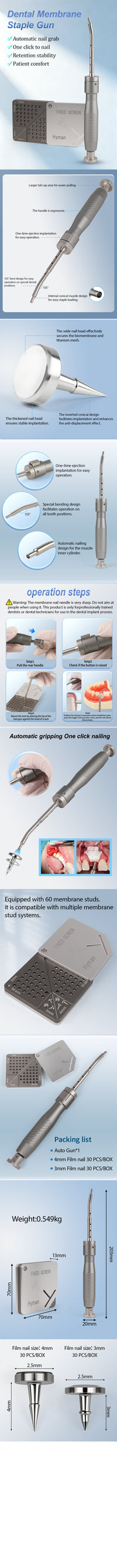 Dental Membrane Tacker Gun Kit for Precise Fixation