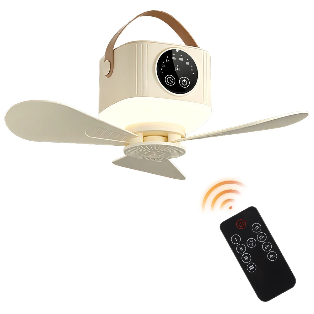 Portable Rechargeable Ceiling Fan with LED Light and Remote - 16