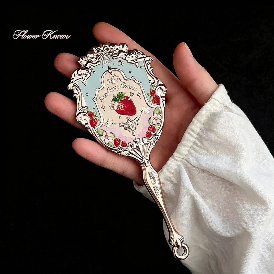 Decorative Mini Handheld Makeup Mirror Keychain - 15