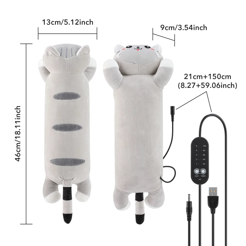 USB Heated Plush Cat Pillow for Cramp Relief - 29