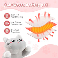 USB Heated Plush Cat Pillow for Cramp Relief