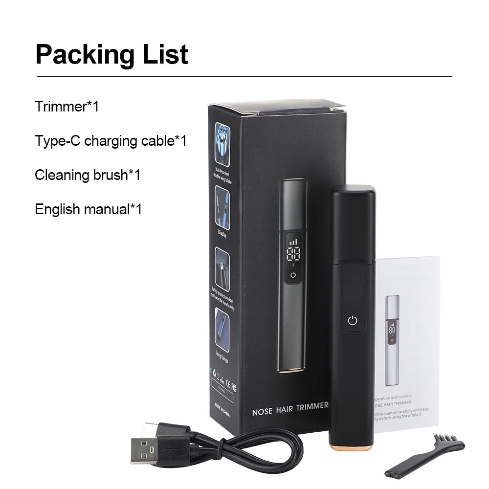 3-in-1 Rechargeable Electric Nose, Ear, and Eyebrow Trimmer Kit - 36