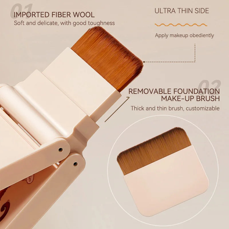 Portable Traceless Makeup Brush and Puff Case with Mirror - 6
