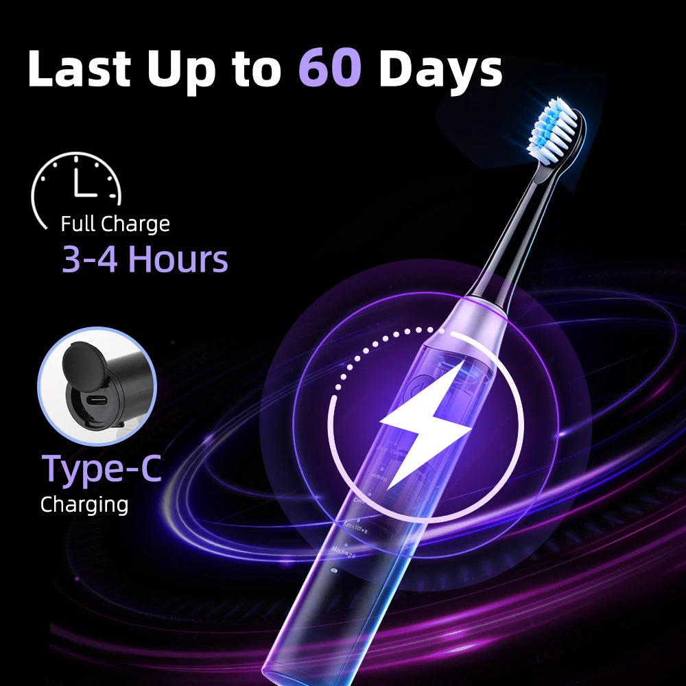 Sonic Electric Toothbrush with 5 Cleaning Modes and 4 Brush Heads - 12