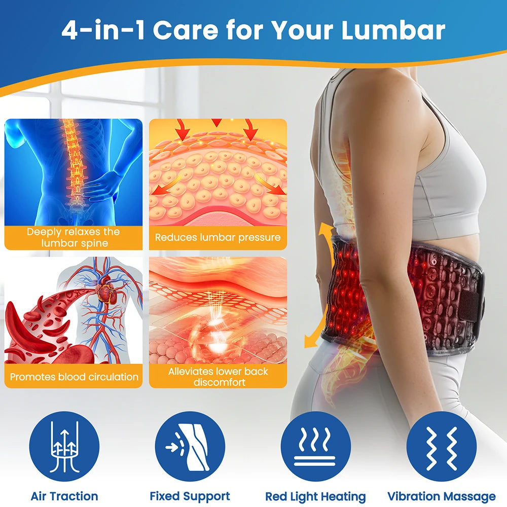 Heated Inflatable Lumbar Support Belt for Back Pain Relief - 3