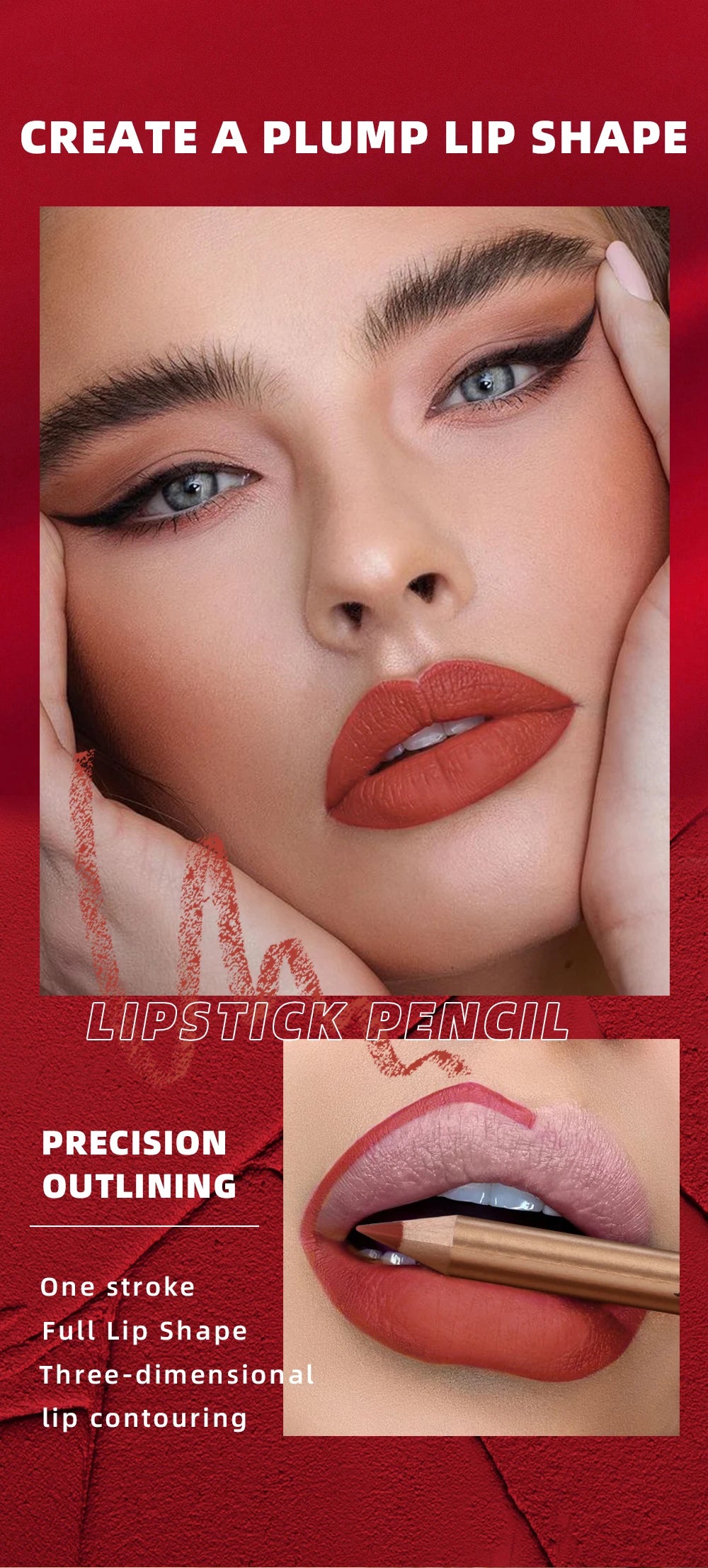 12-Color Waterproof Matte Lip Liner Pencil Set - 8