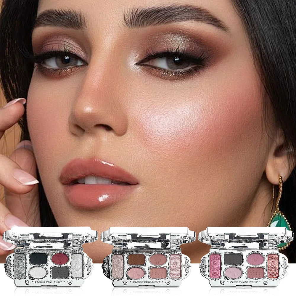 6-Color Shimmer Eyeshadow & Highlighter Makeup Palette - 2