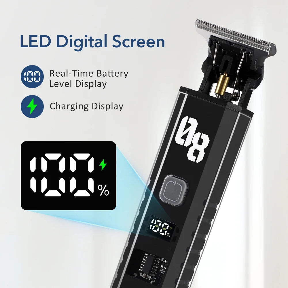Professional Cordless Hair & Beard Trimmer with LED Display - 3