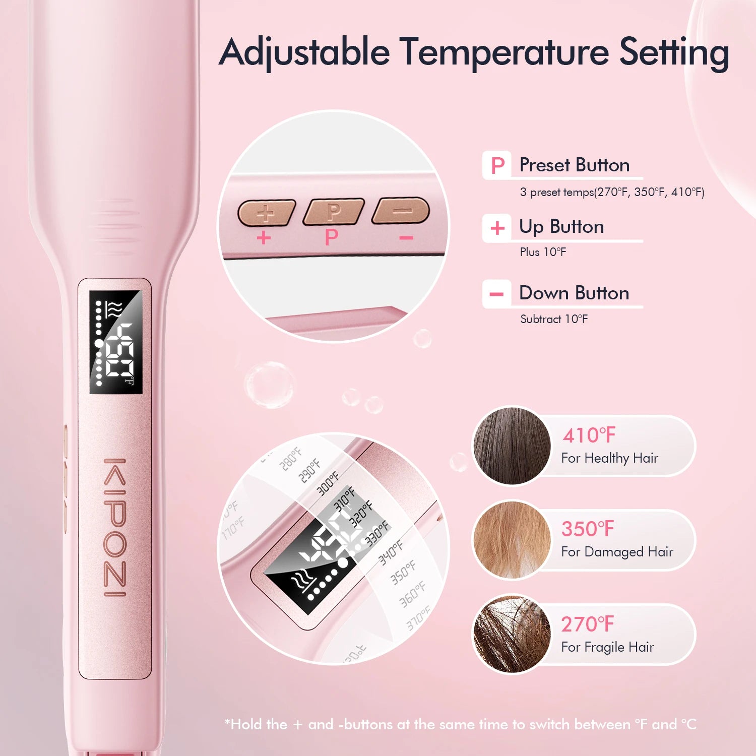 Professional Titanium Hair Straightener with Digital Display - 5