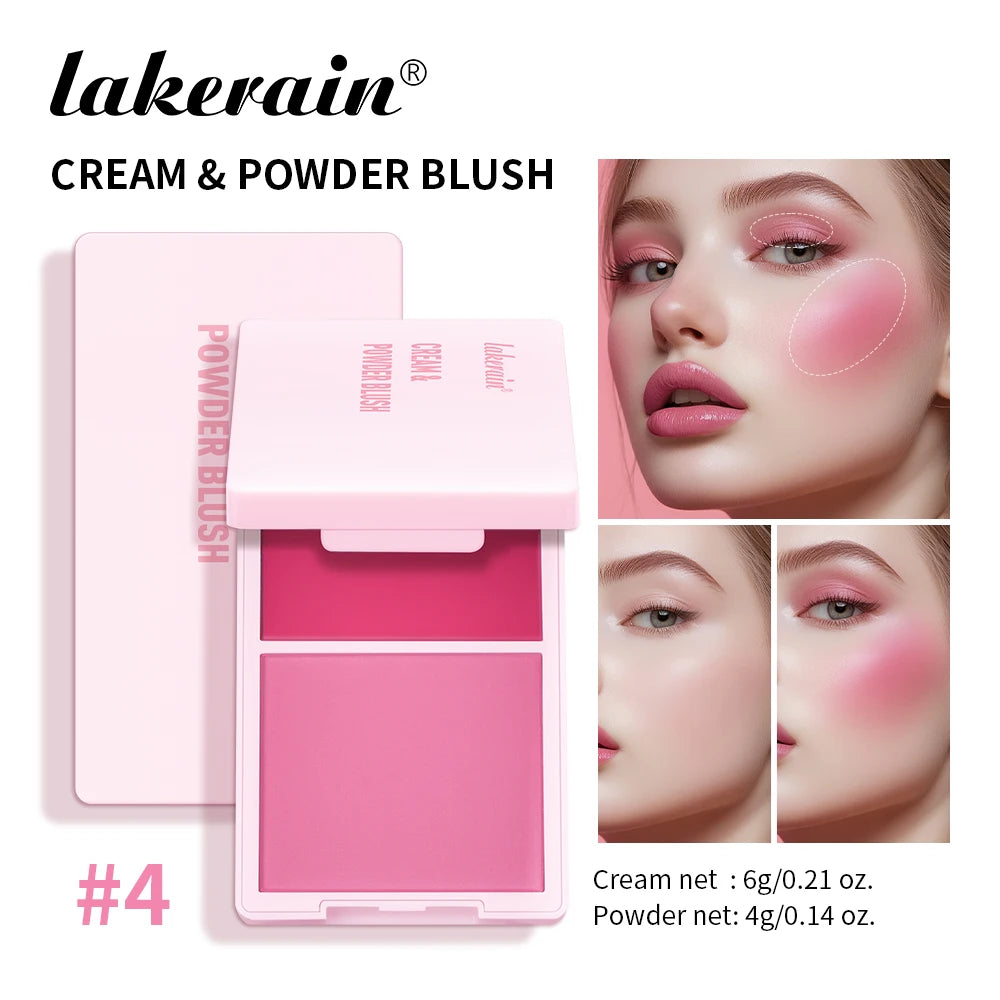 2-in-1 Cream and Powder Long-Lasting Blush Palette - 2