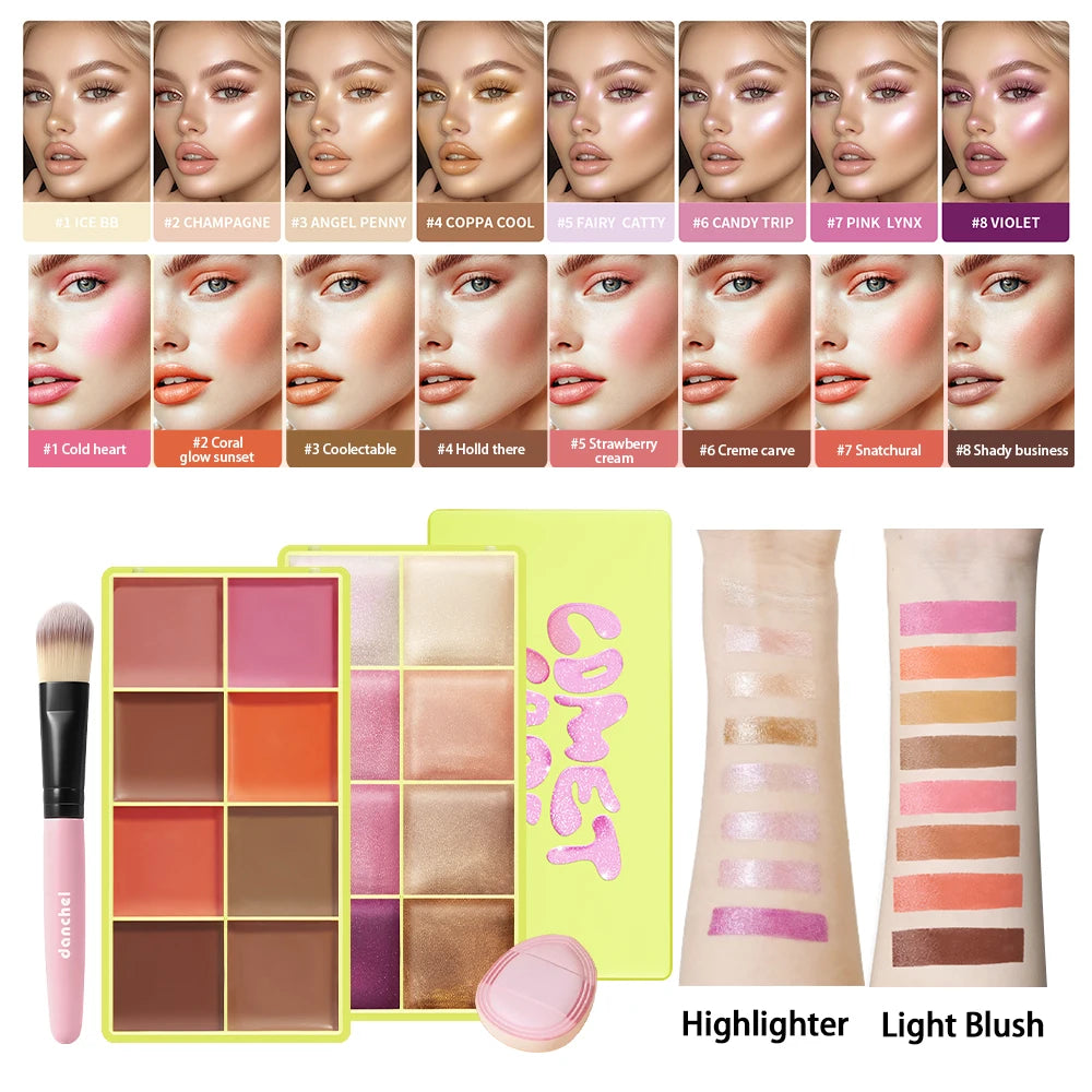 All-in-One Cream Blush and Highlighter Palette Set - 32