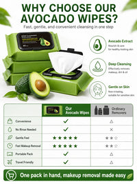 Avocado Deep Cleansing Makeup Remover Wipes - 60 Pack