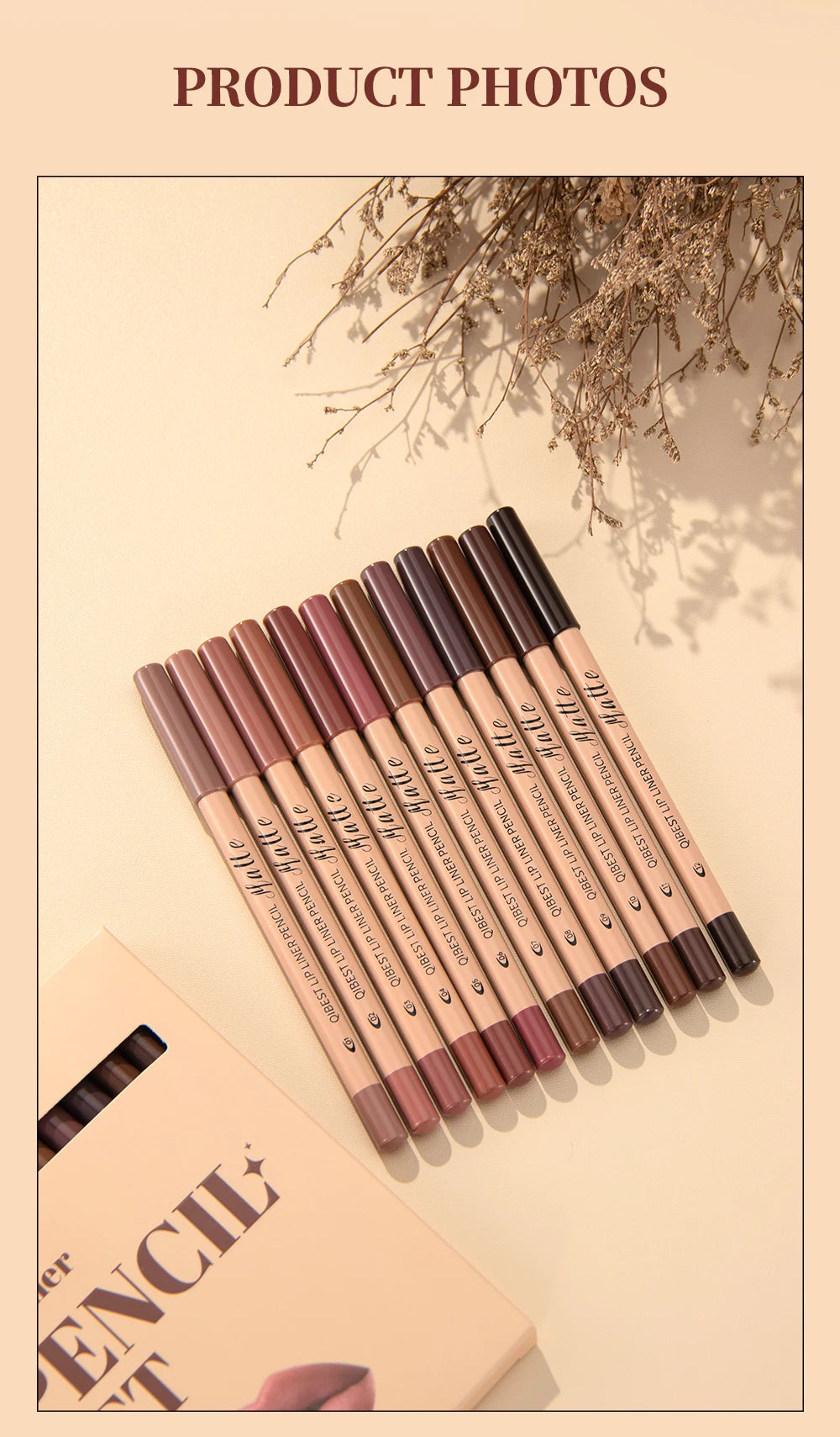 12-Color Waterproof Matte Lip Liner Pencil Set - 18
