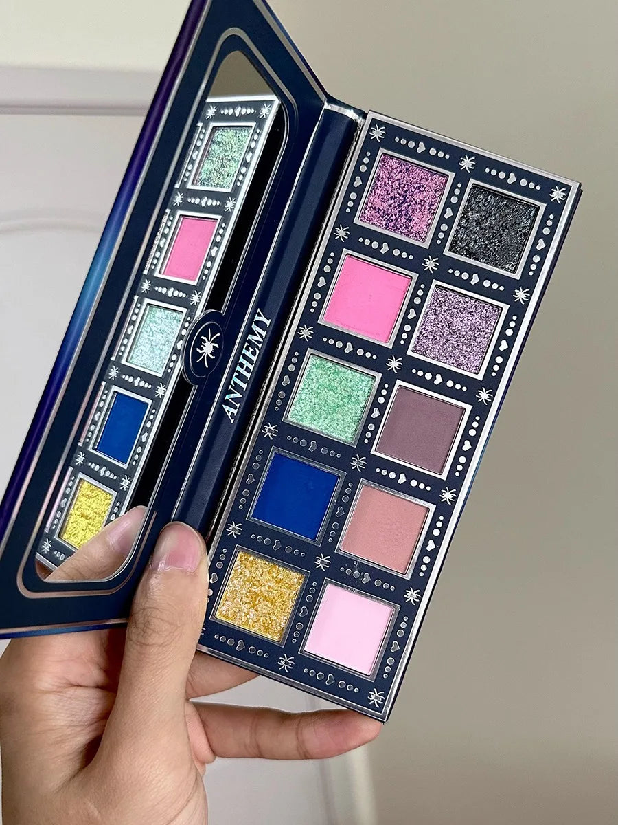 10-Color Waterproof Shimmer Eyeshadow Palette - 12